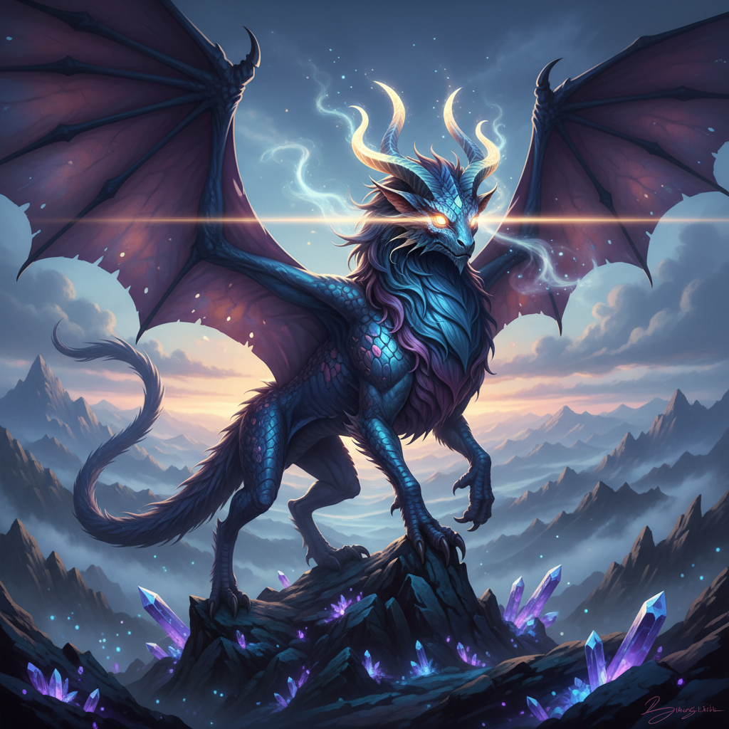!nb create a fantastic creature with radiant eyes.