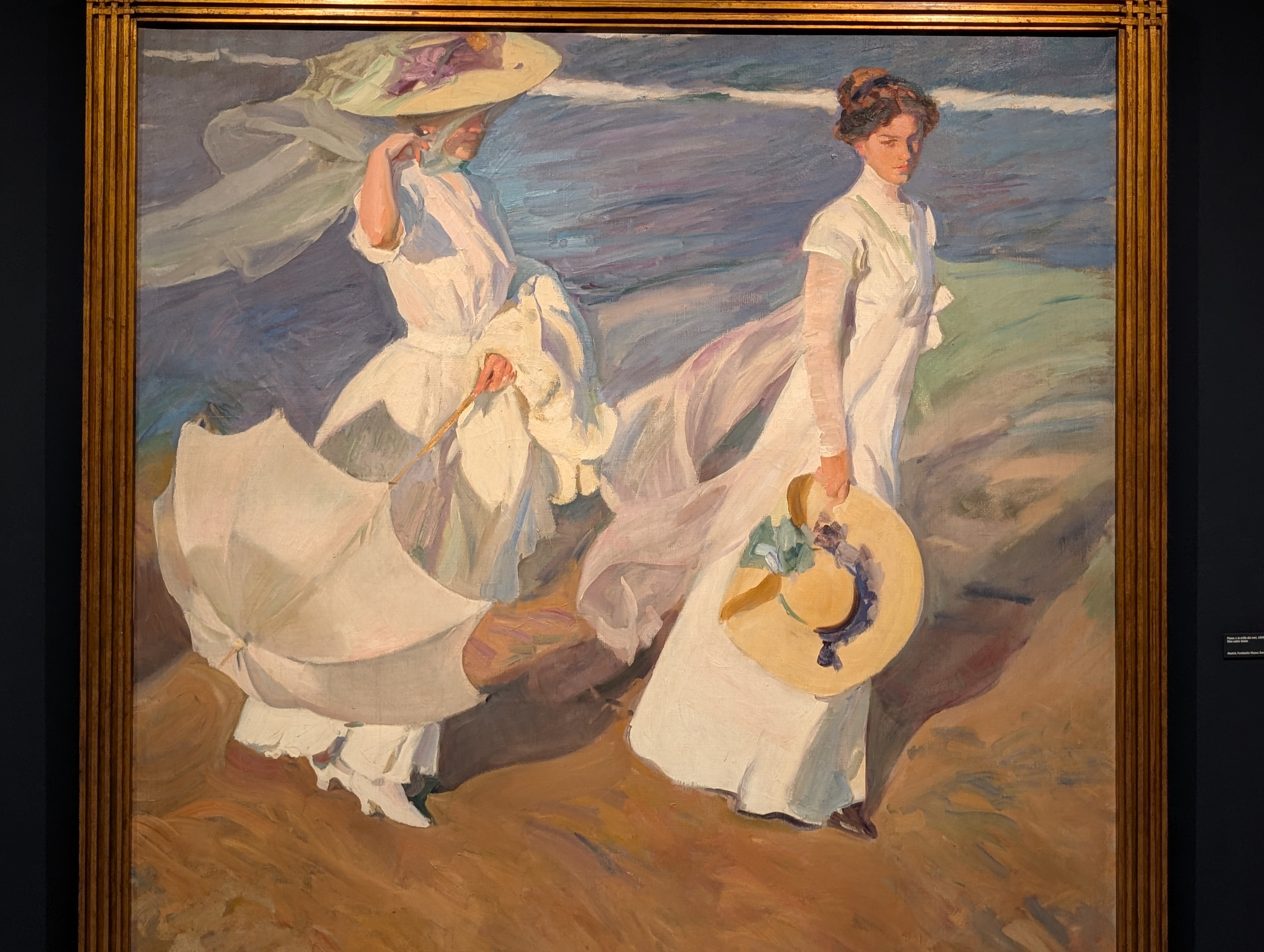 That famous painting is "Walk on the Beach" (Spanish: Paseo a orillas del mar), painted in 1909 by …