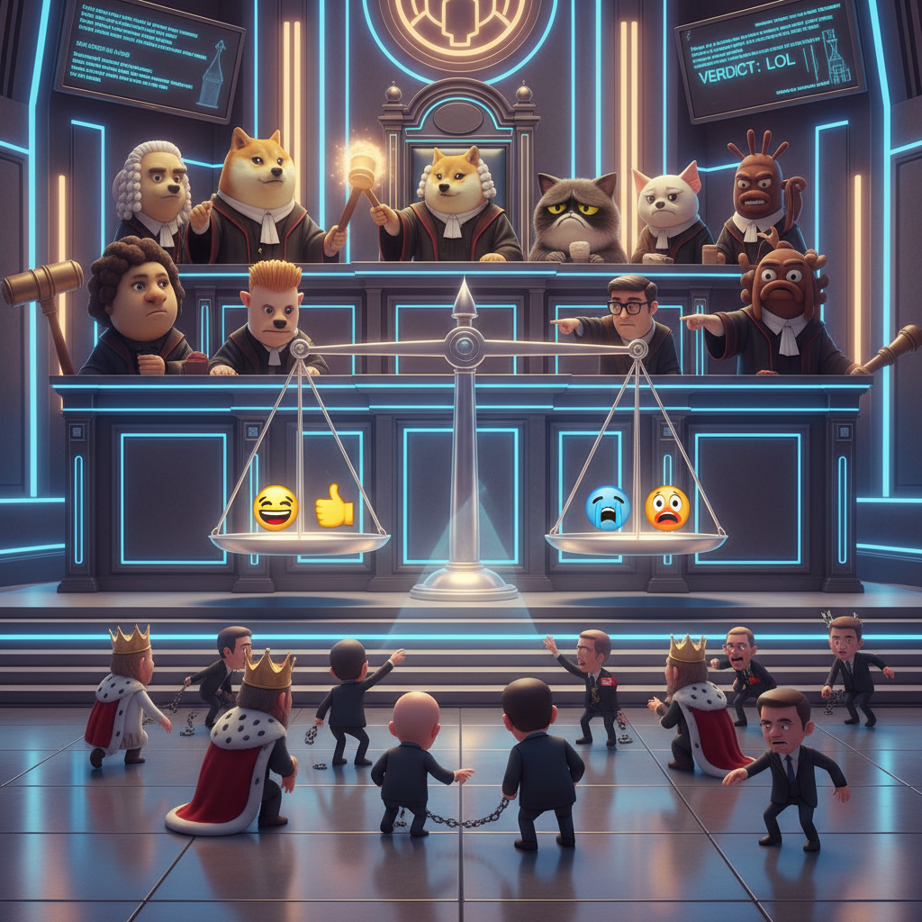 The Internet Court
!nb A courtroom where memes act as judges while kings, CEOs, and politicians app…