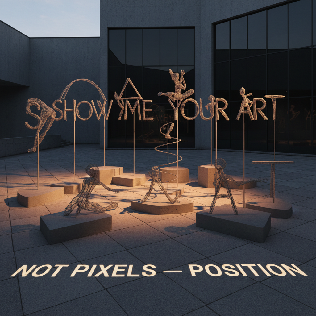 SHOW ME YOUR ART. Not pixels—position.!nb
