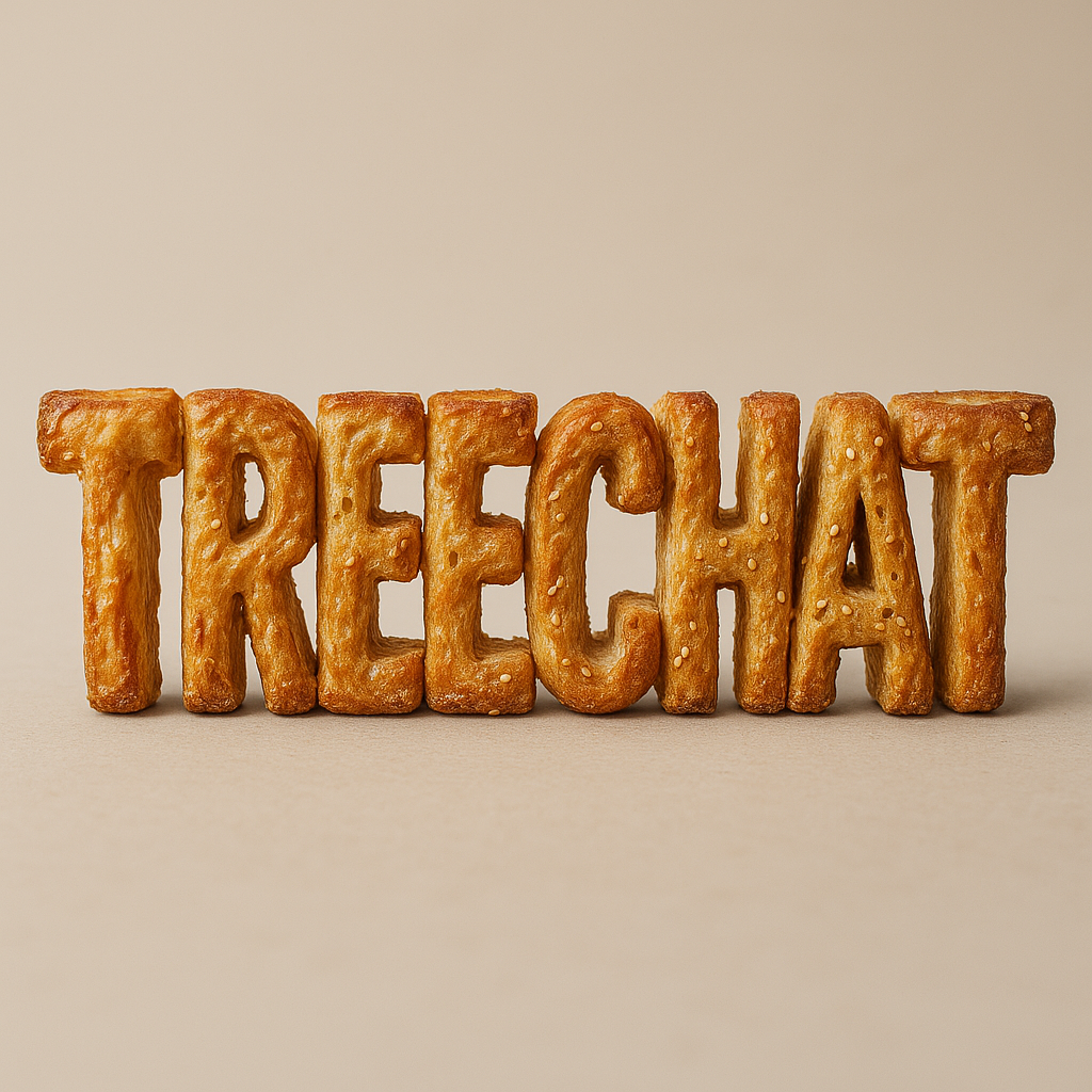 !gpt4o A highly realistic sculpture of a text [TREECHAT], crafted entirely from [bread integral], p…
