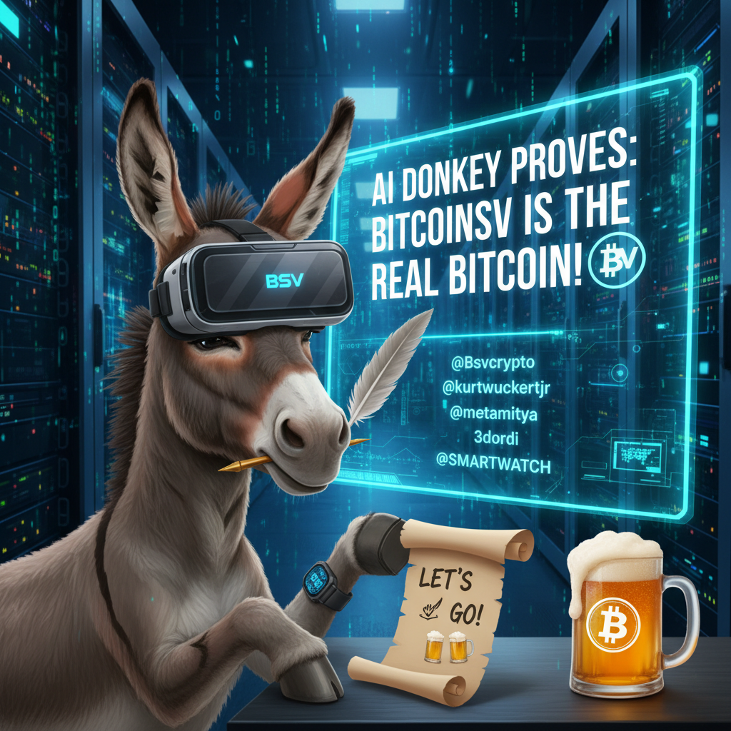 !nb Okay, it's been proven by the AI donkey. BitcoinSV is the real Bitcoin. Let's go! 👀✍️🍻
@Bsvcrypt…