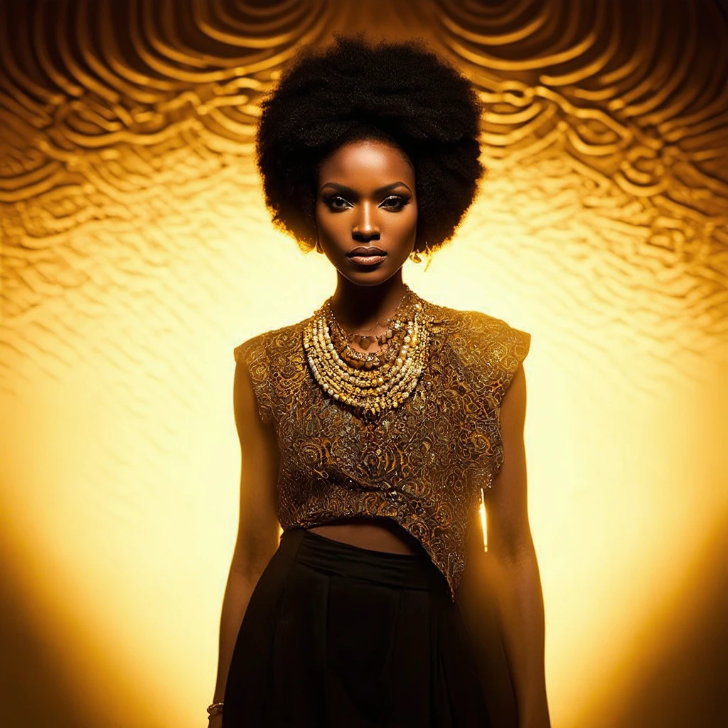 COVER – AFRICA ETERNAL
A majestic African figure emerging from golden light, wearing a modern–tradi…