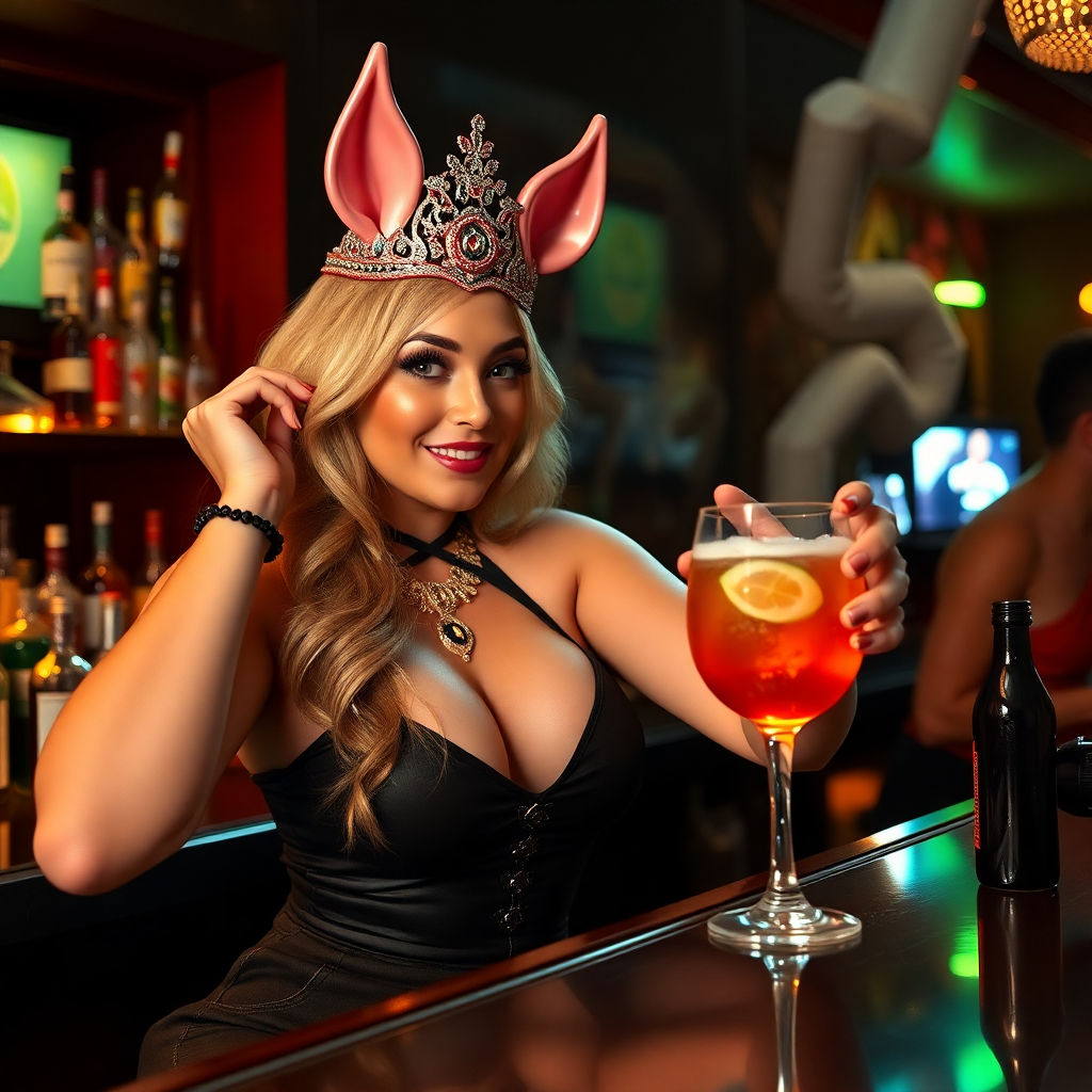 Sex goddess Miss big pig drinks roo much at the bar flashes bar tender!fluxfast