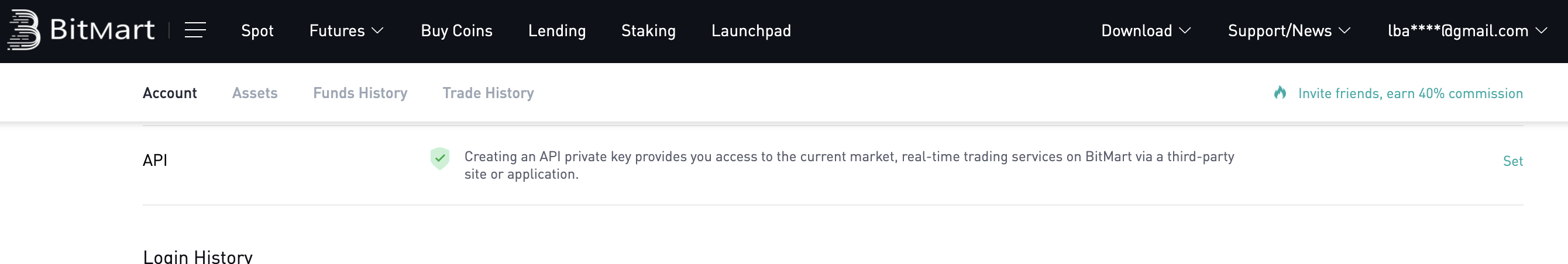 Navigate to API under Security Settings and select Set