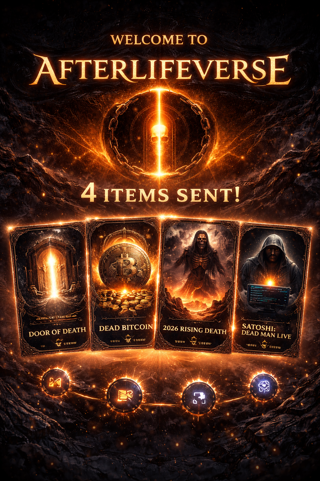 @Bsvcrypto 
Check your wallet — 4 items sent!
🚪 “Door of Death”
🪙 “Dead Bitcoin”
🔥 “2026 Rising Dea…
