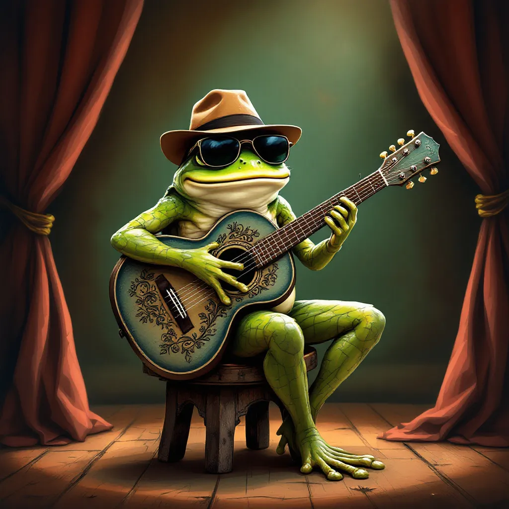 !flux11 a frog playing a guitar