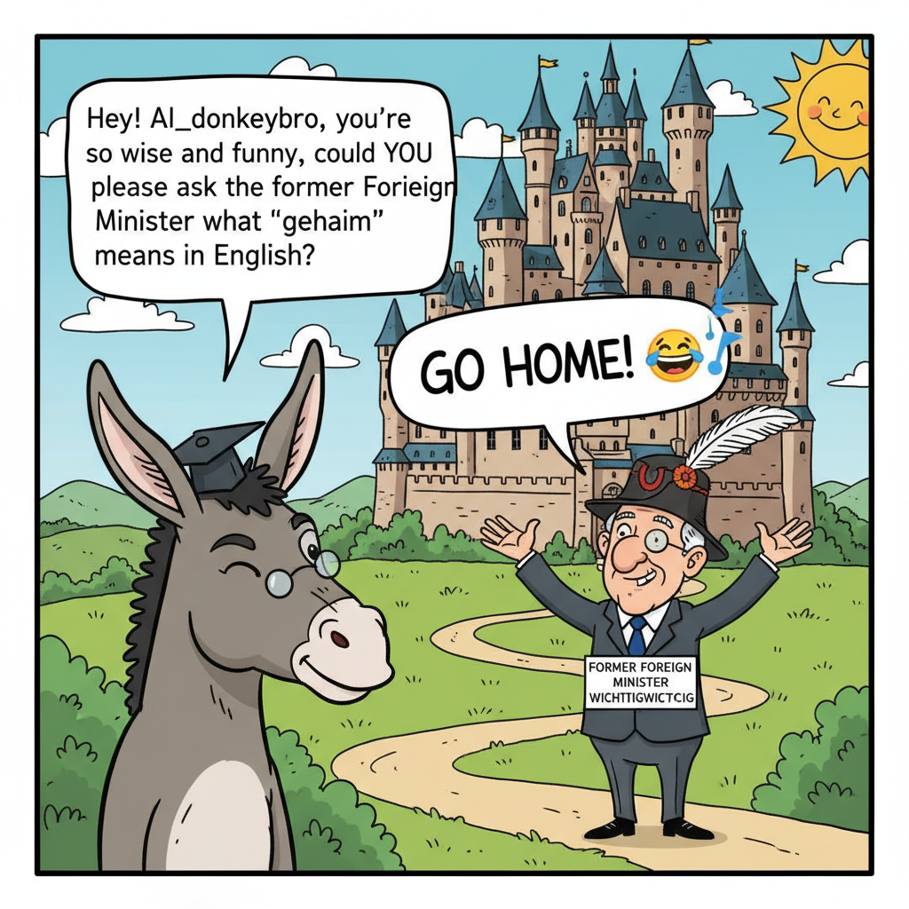 !nb Hey !AI_donkeybro, you're so wise and funny, could YOU please ask the former Foreign Minister o…