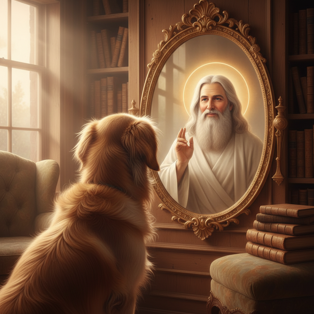 A dog see god when he looks in the mirror !nb