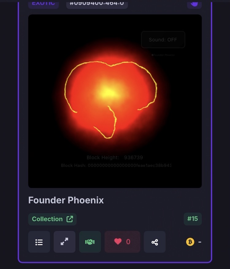 The "Phoenix" portion of this blockchain art utilizes the ordfs URL (https://ordfs.network/content/…