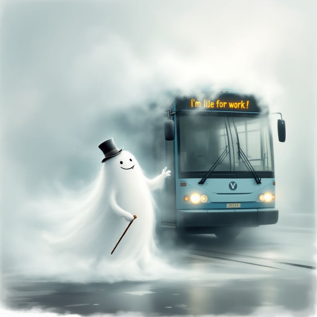 !flux11 How did the fog get to work?
-It mist the bus and had to walk!