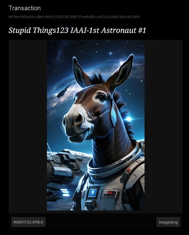 *Stupid Things123* IAAI-1st Astronaut
#1 / 3 BSV @4DToken
