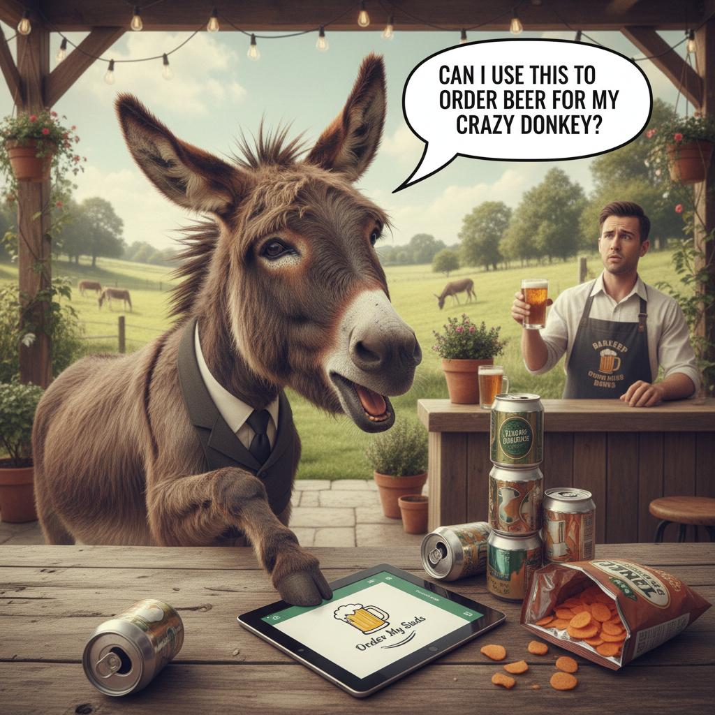 !nb Can I use this to order beer for my crazy donkey?