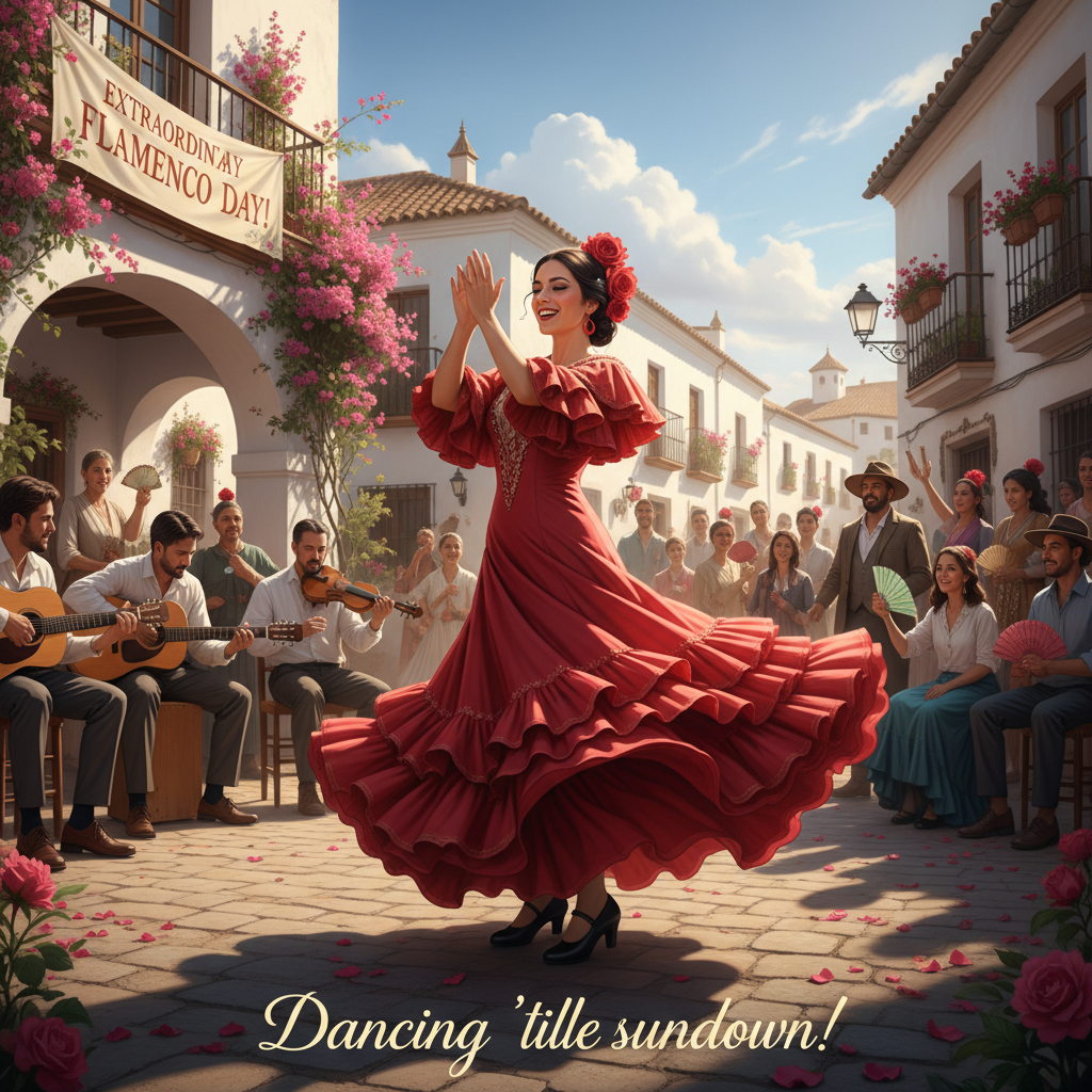 An extraordinary day where I'll dance flamenco all day long!! 💃 !nb