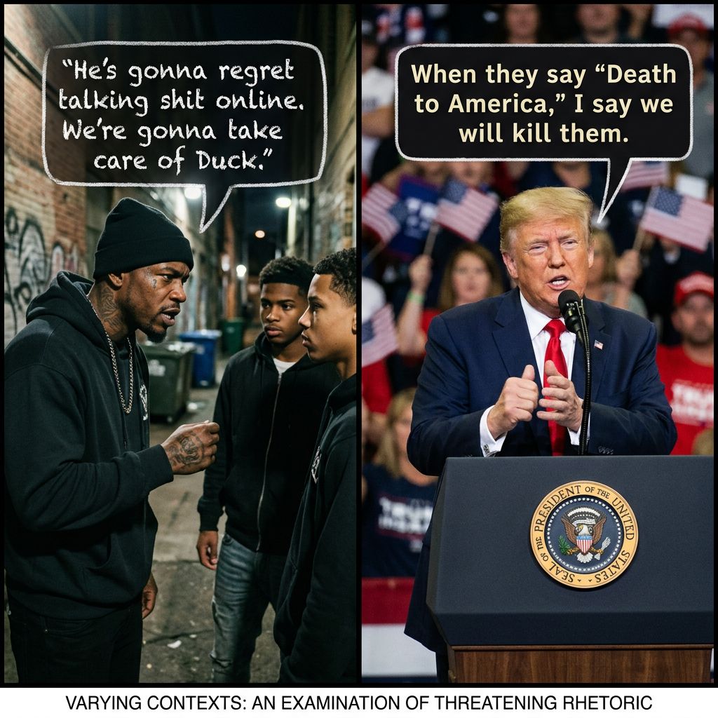 !nb gang members tells his goons he gonna kill Duck for talking shit online. Juxtaposition trump sa…
