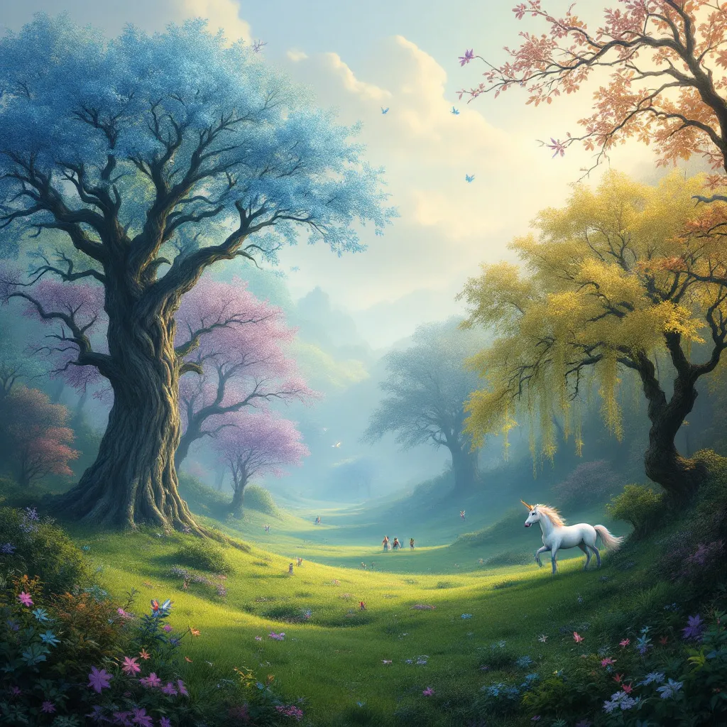 !flux An enchanted valley filled with whimsical creatures, where each tree has a unique personality…