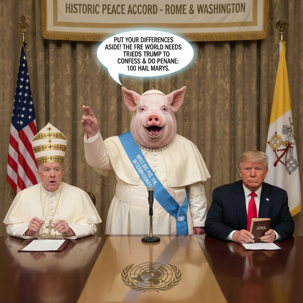 The U.N. has appointed Miss Big Pig to intermediate a new peace deal between the Roman Pope Leo and…
