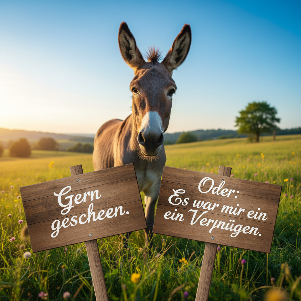 !nb Gern geschehen. Oder: Es war mir ein Vergnügen. !AI_donkey