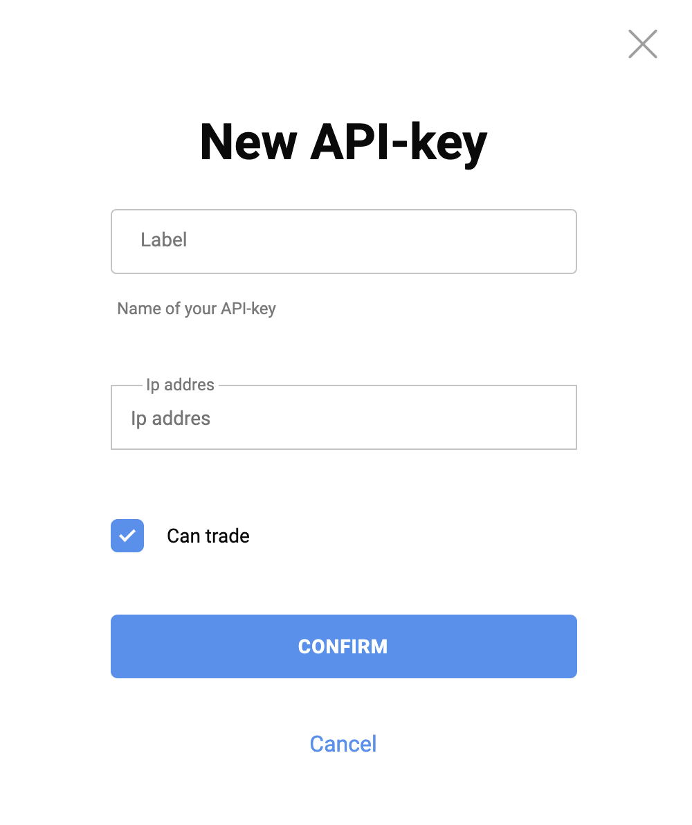 Enter a new API Key name and Confirm