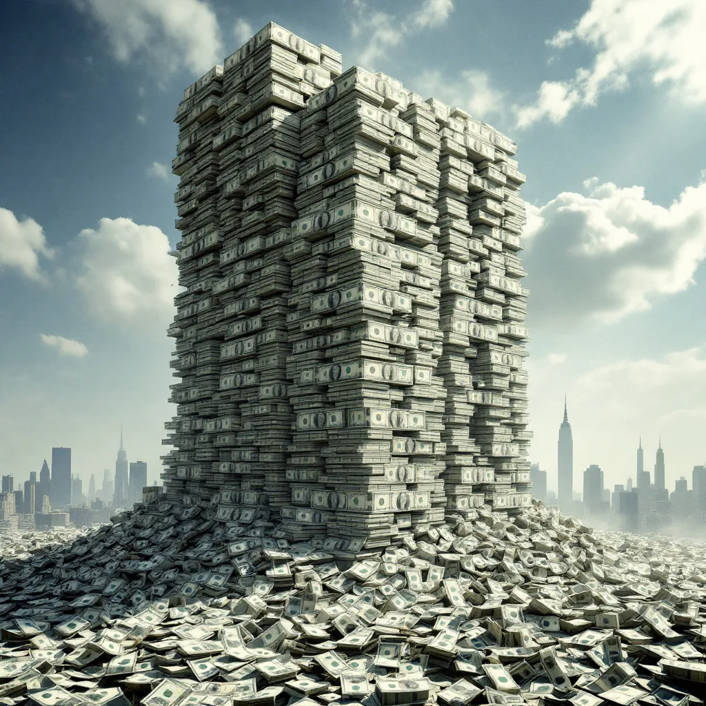!flux11 20 Decillion dollars as a pile of bank notes