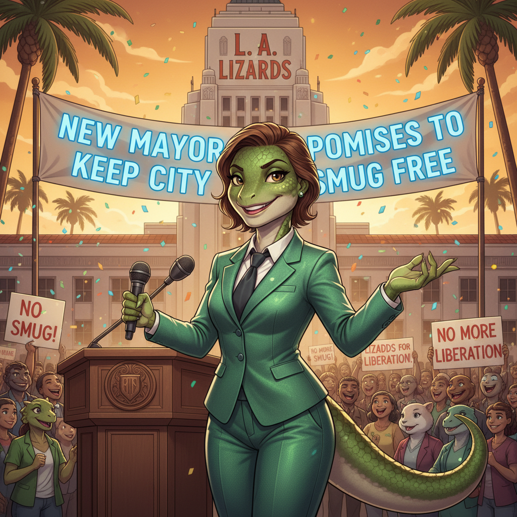 L. A. Lizards sexy new mayor promises to keep city Smug Free!nb