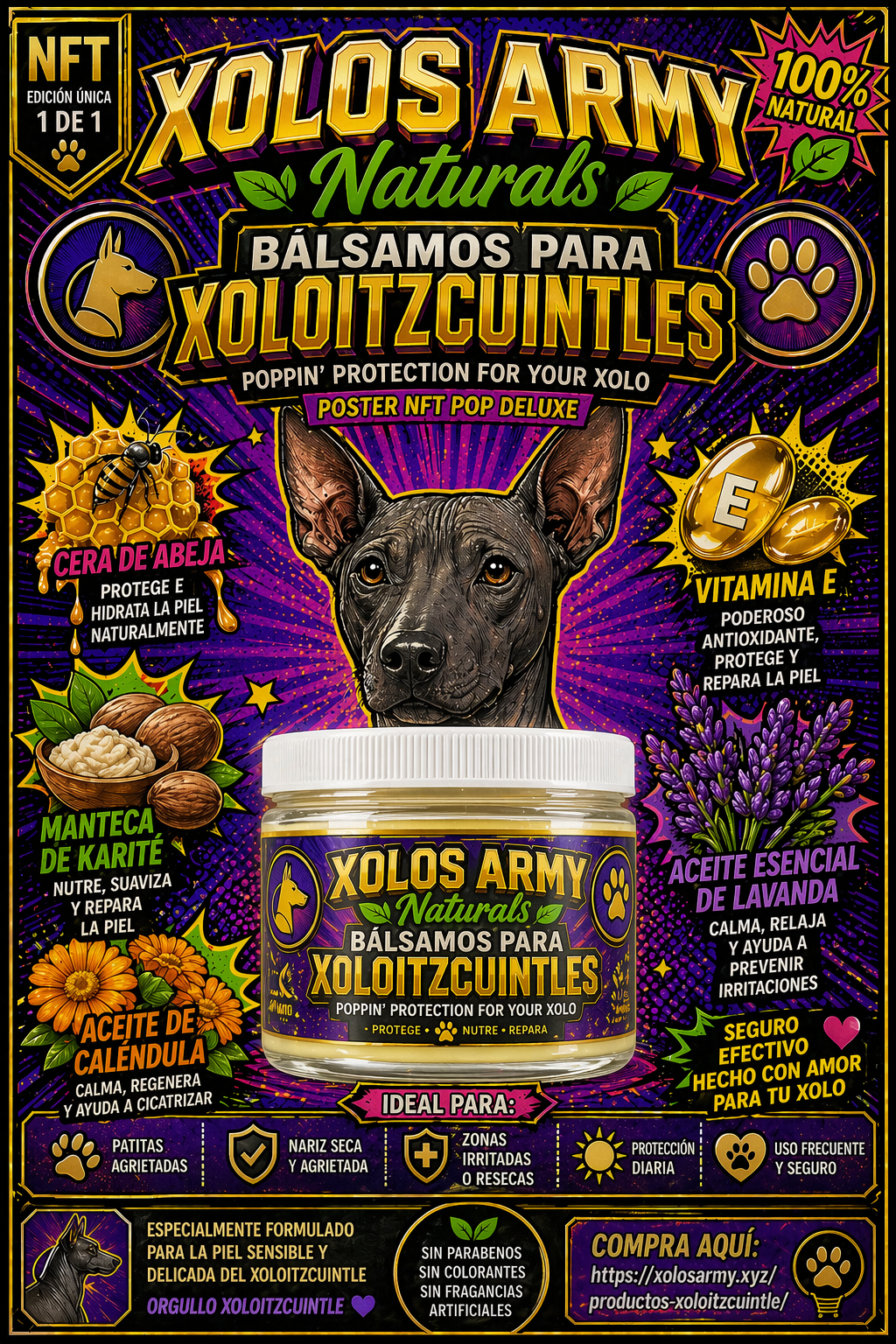 ✨🐾 Xolos Army Naturals 🐾✨
Bálsamos premium para xoloitzcuintles con cera de abeja, manteca de karit…