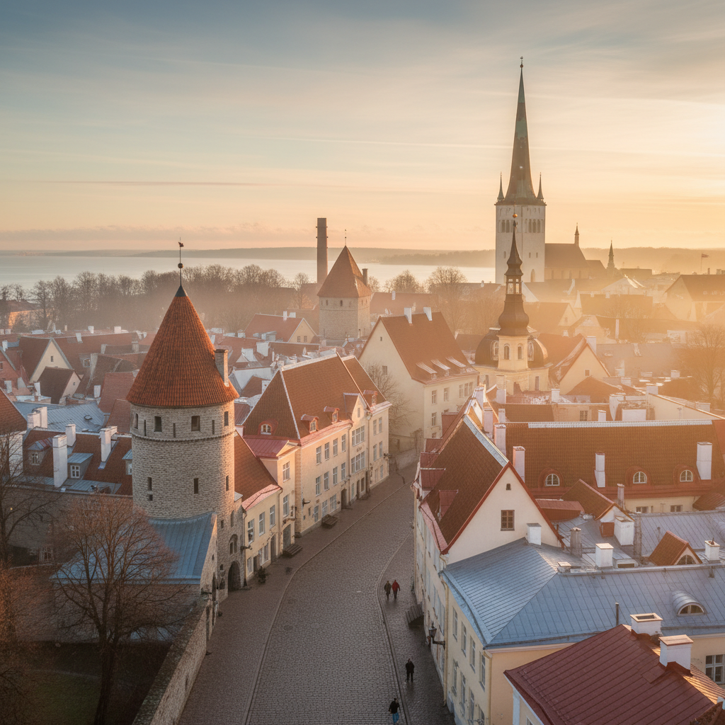 Tallinn Old Town at Dawn
Medieval stone streets of Tallinn Old Town glowing under soft morning ligh…
