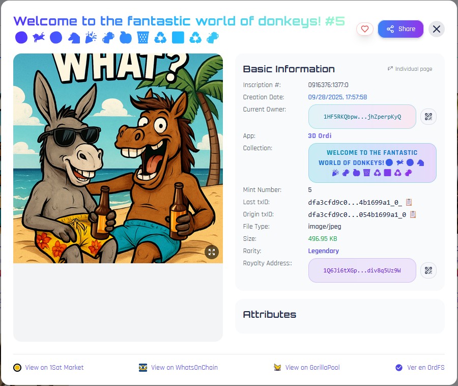 Welcome to the fantastic world of donkeys! 😎🫏🤪🐴🏖️🏖️🩴🩴🍻
@4DToken creator of ©2C auction 😎🫏🤪🐴✍️
#5 / 1bs…