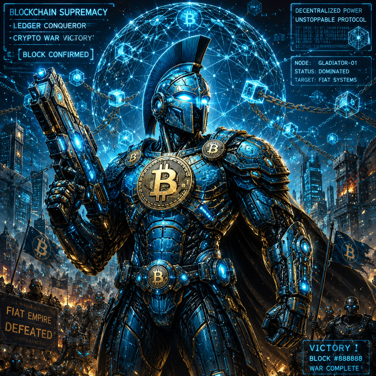 " BLOCKCHAIN GLADIATOR "
🔹GLADIATOR-01. Status: DOMINATED. A high-utility cyber-soldier celebrating…