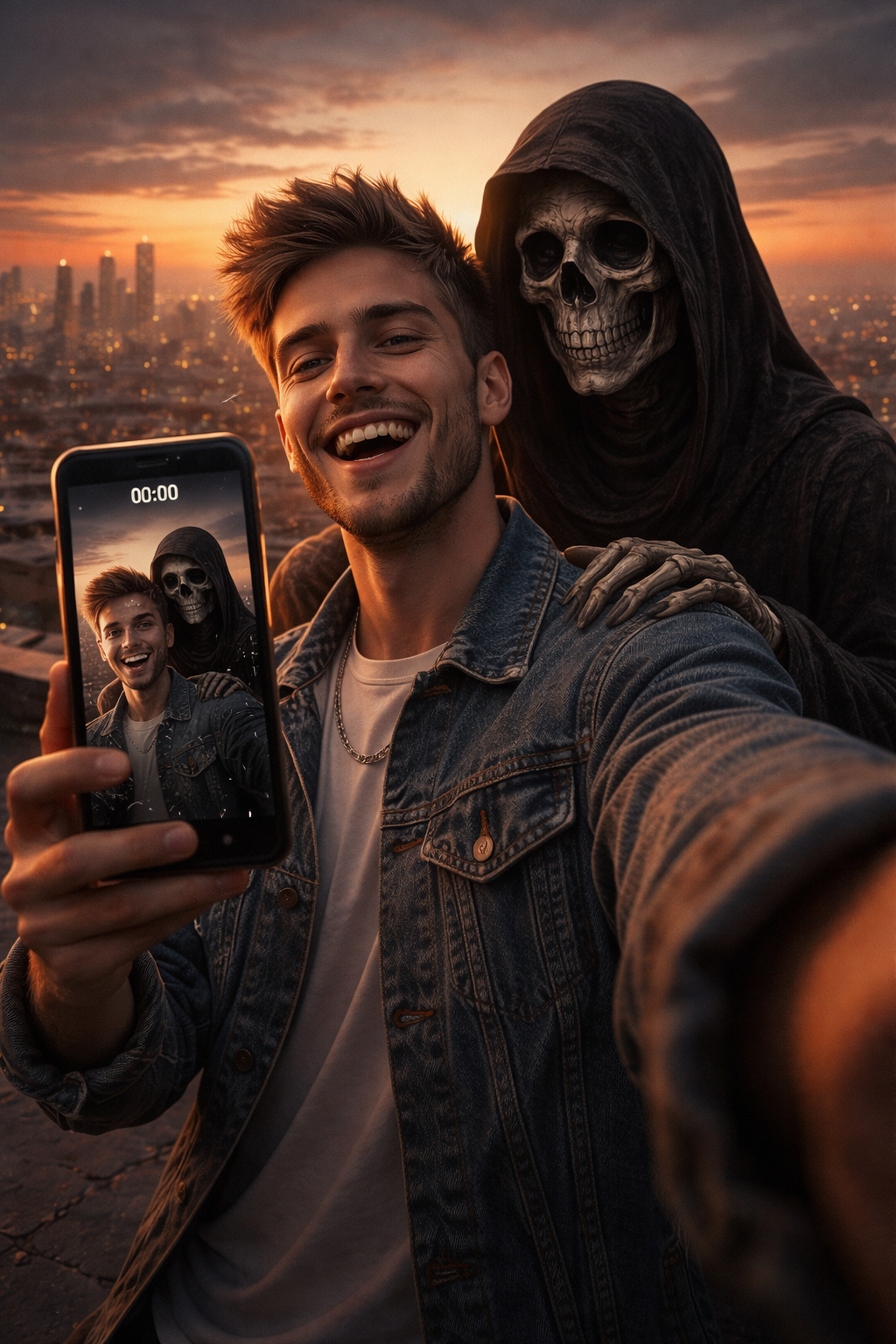 💀📱 Bro Took a Selfie With Death
He smiled for the camera.
Death smiled for eternity.
The timestamp …