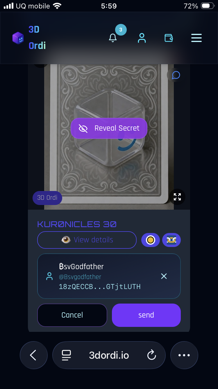 I sent fren.haha
Reveal it on 3D ordi🙌
https://3dordi.io/ordinal/2eae2a135f6d9ea3787d33400eb6b28b14…