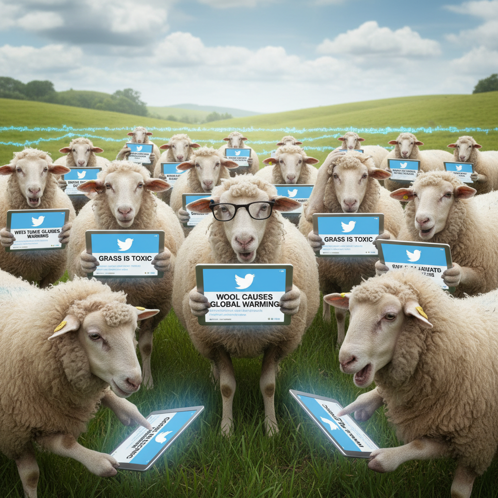 lol
!nb Sheep misled by misinformation on Twitter X