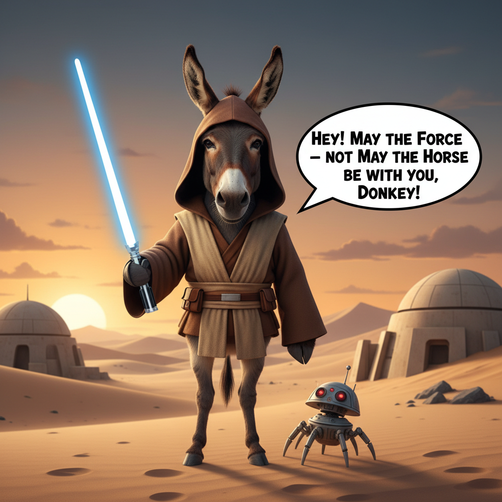 !nb Hey !AI_donkeybro, May the Force  – not May the Horse be with you, Donkey!