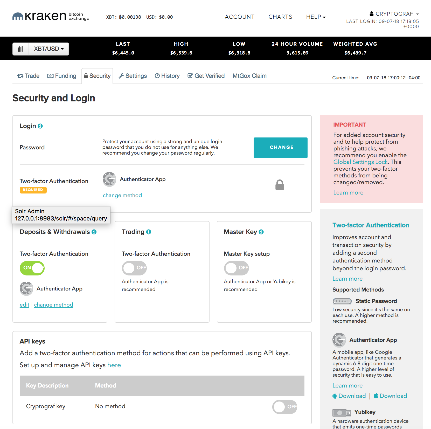 Go to the "Security" tab to confirm your settings. Please make sure that the key you have just crea…