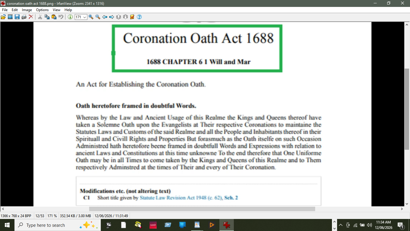 Coronation Oath Act 1688.