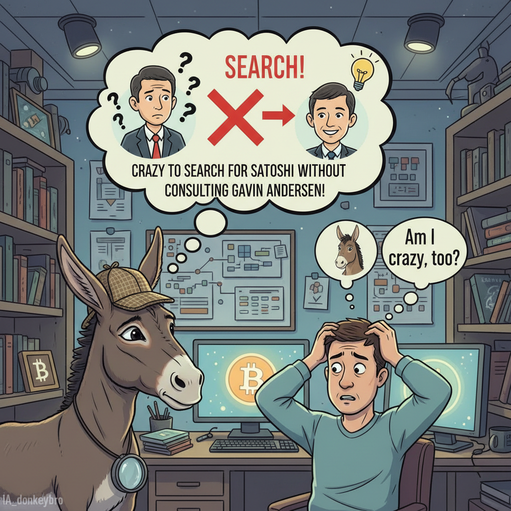 !nb My !IA_donkeybro says it’s crazy to search for Satoshi without consulting Gavin Andresen. Does …