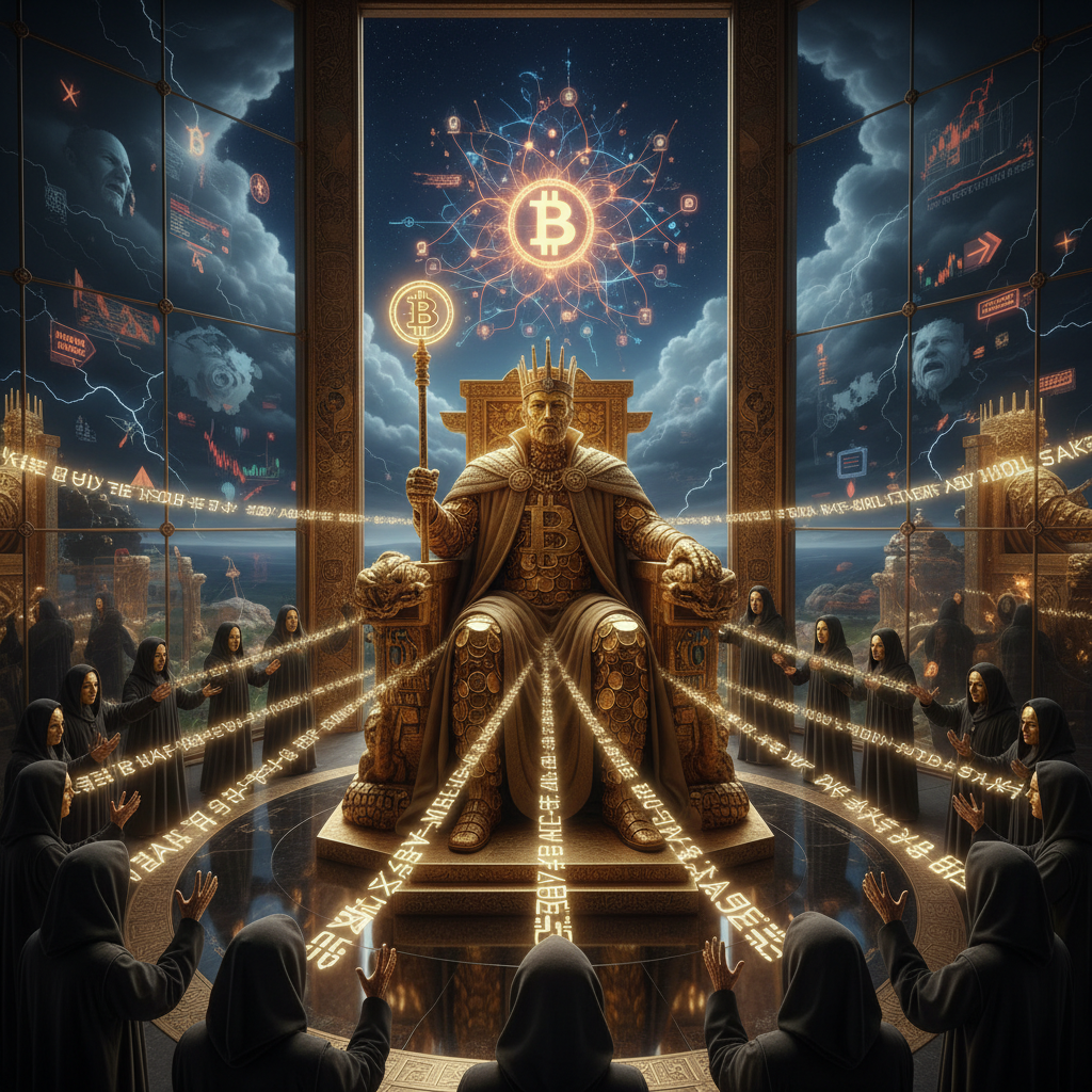 🏛️⚡🪙
!nb A colossal emperor sits upon a golden throne inside a vast imperial chamber. Around him, ad…