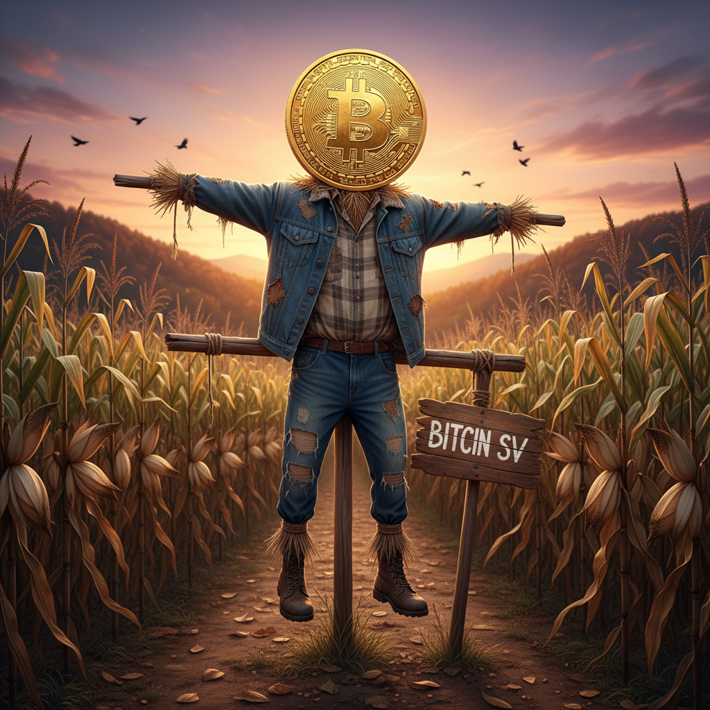 !nb a scarecrow with a bsv coin as head