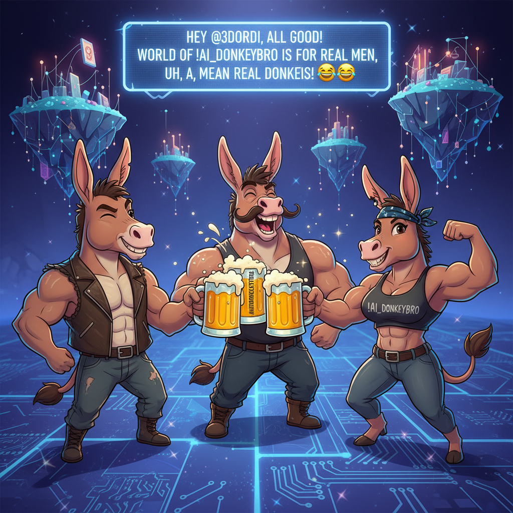 !nb Hey @3dordi, all good! But the world of !AI_donkeybro is for real men, uh, I mean, real donkeys…