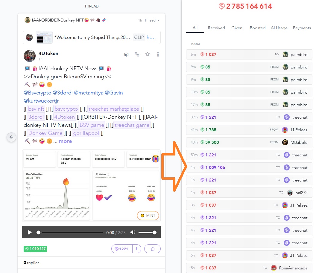 The result of the 4-day BSV mining with GorillaPool goes to treechat. ⛏️🫏🤪🪙 IAAI-Donkey PoW🍻

📺🍿IAAI…