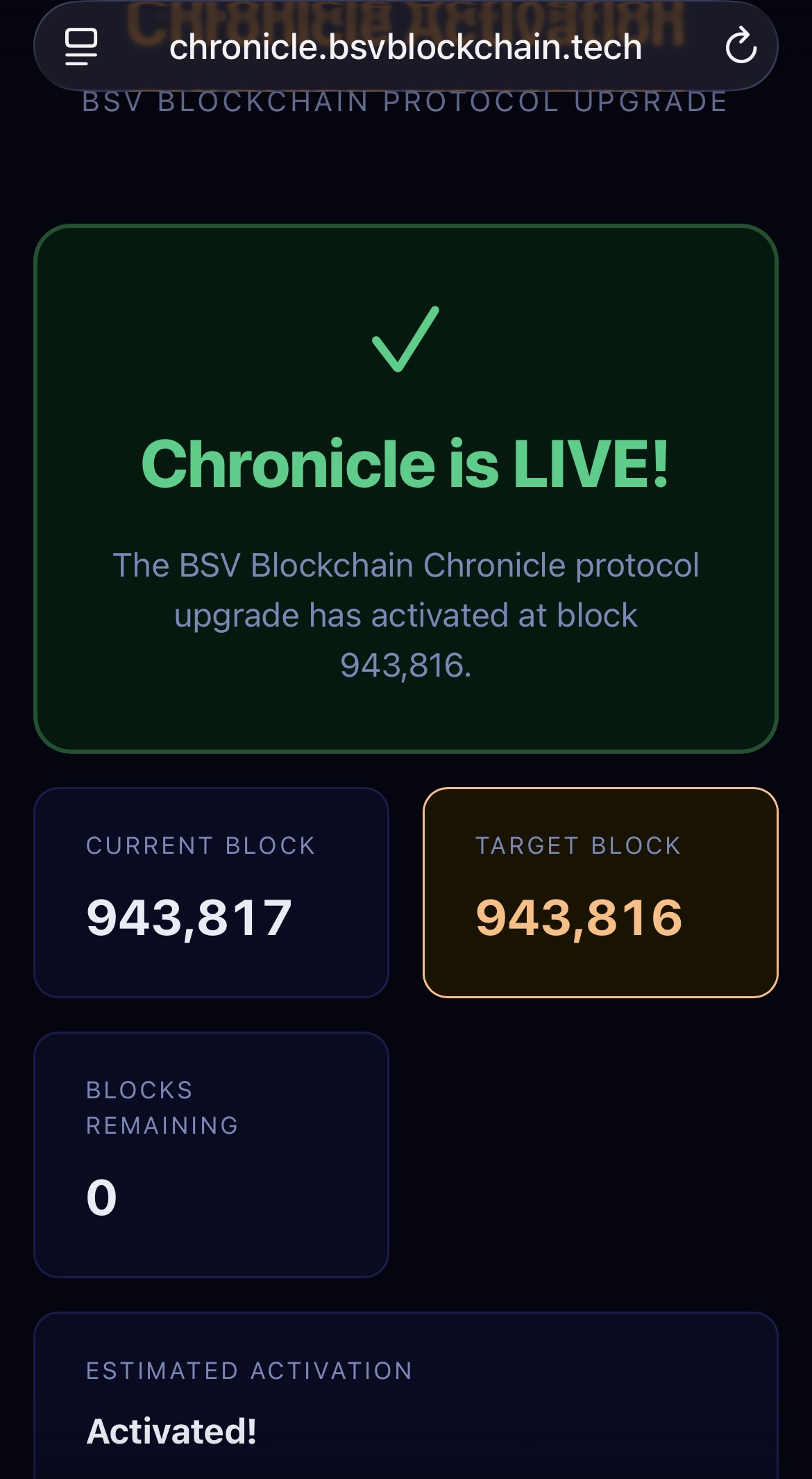 Chronicle is LIVE!
https://chronicle.bsvblockchain.tech