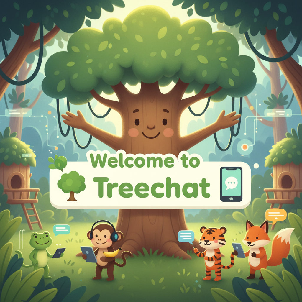 Welcome to Treechat 🌳 📱 🐸 🐵 🐯 🦊 !nb