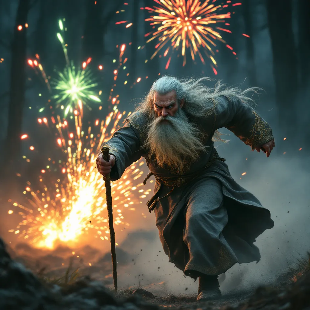 !flux11 Gandalf running from fireworks