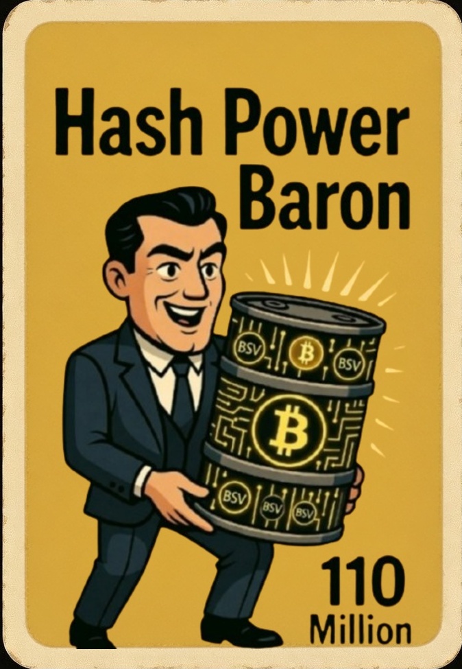 ⚡ Hash Power Baron ⚡
BSV Economic Titans Collection 4
If you send 1 BSV to my wallet, I'll send it …