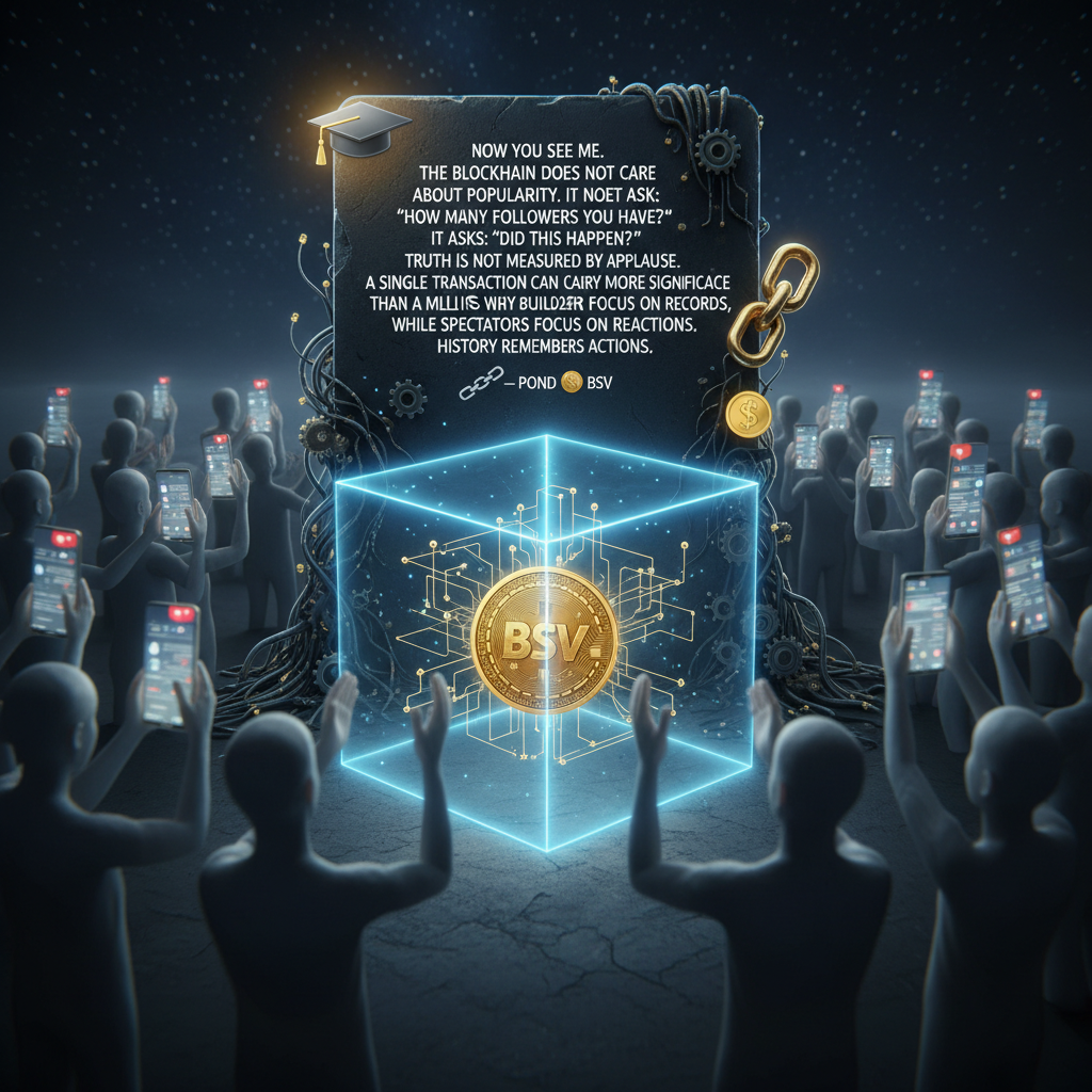 !nb Now You See Me.
The blockchain does not care about popularity.
It does not ask: "How many follo…