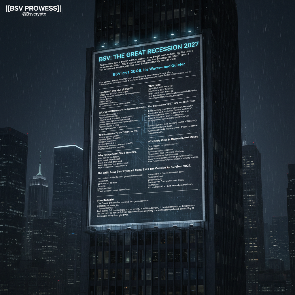 [[BSV PROWESS]] @Bsvcrypto 

BSV: THE GREAT RECESSION 2027
Recessions don’t begin with crashes.
The…