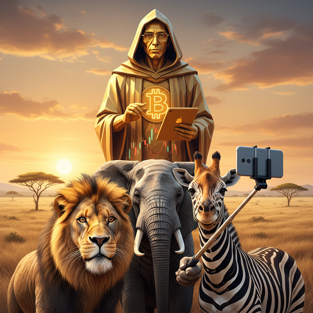 The Bitcoin Safari
!nb A majestic lion, elephant, giraffe, and zebra crowd together taking a selfie…