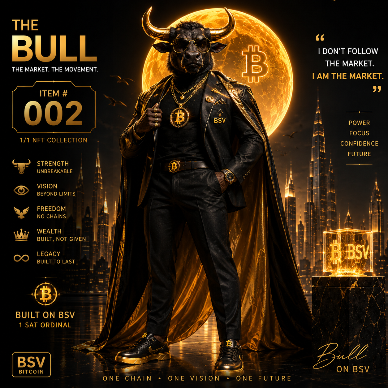 🐂 THE BULL 🐂
ITEM #002 — THE VISIONARY
1/1 NFT — NOW LIVE

The future is not discovered.
It is buil…