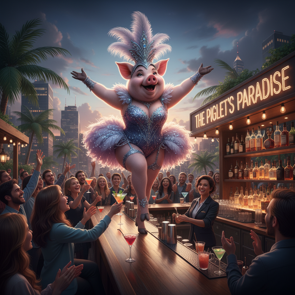 Miss Big Pig is dancing at the top less bar !nb