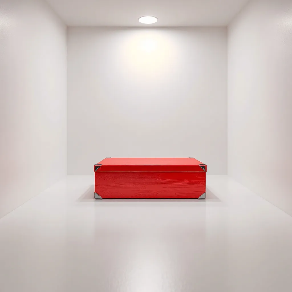 !flux11 a red box in a solid white room